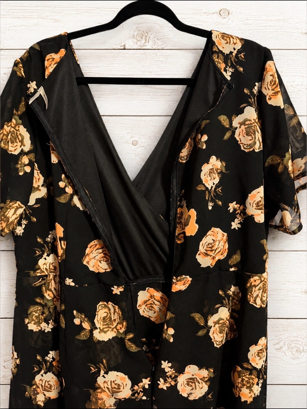 Live 4 Truth Black Floral Maxi Romper Split Leg Pantsuit Resort Vacation Club 2X - Picture 11 of 14